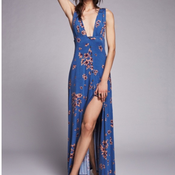 Floral Plunge Maxi DRESS Buttondown Other Days NEW - Picture 2 of 4